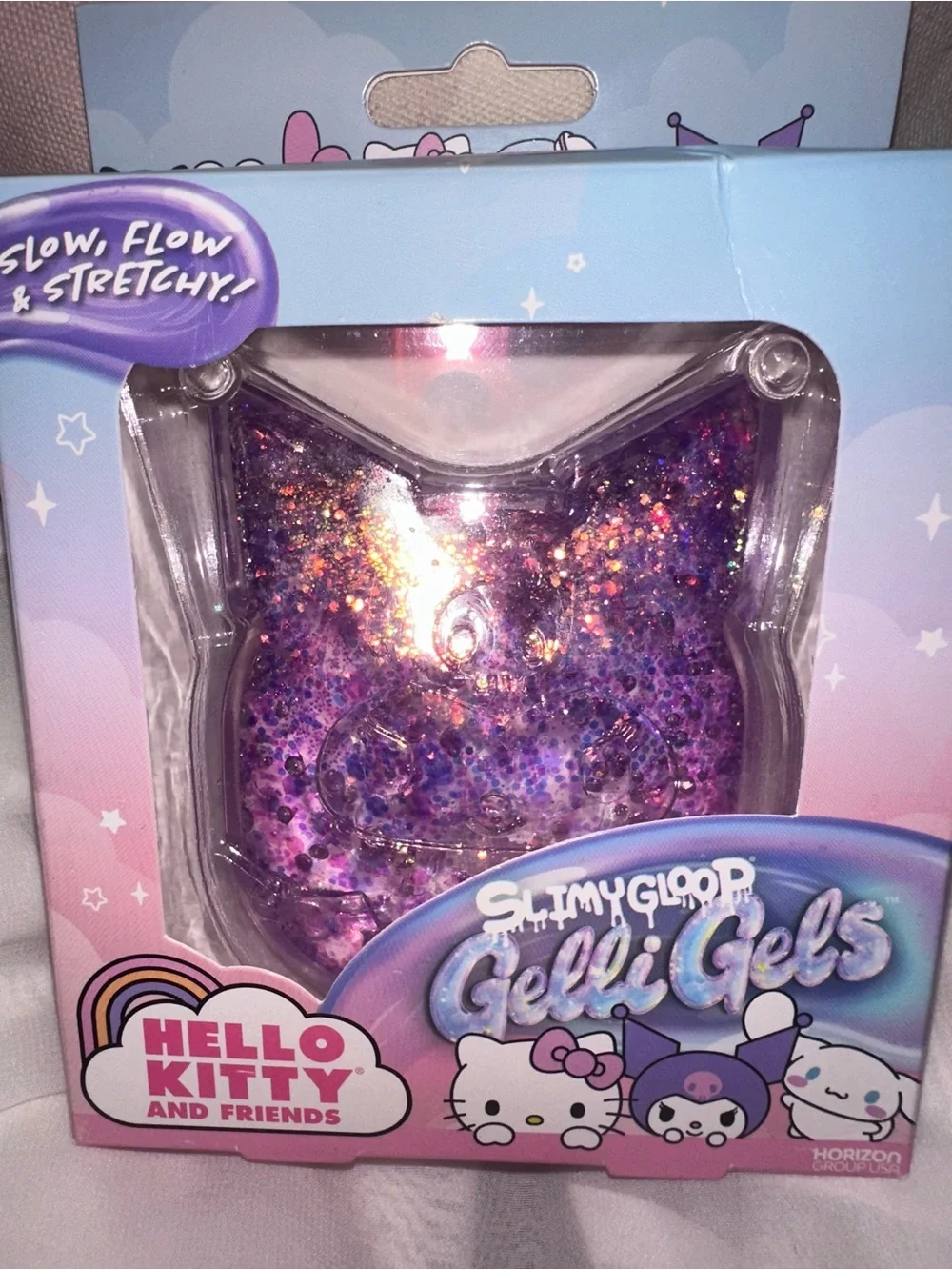 NEW SEALED Hello Kitty Kuromi Gelli Gels Purple Glitter Squishy Fidget Sanrio